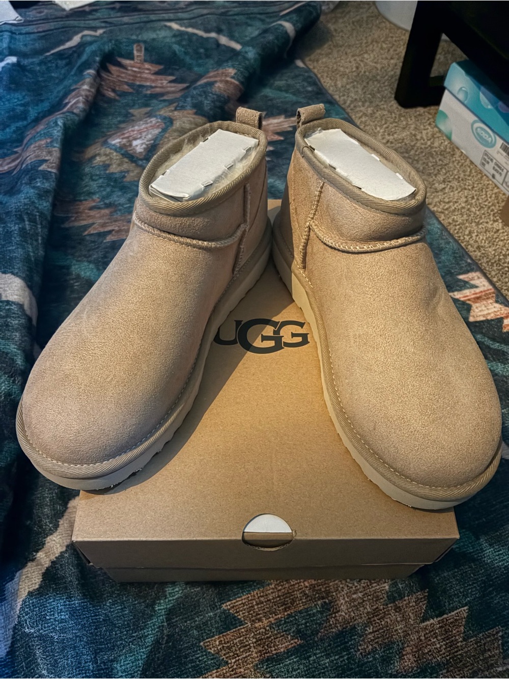 Ugg classic ultra mini in sand size 9 NIB